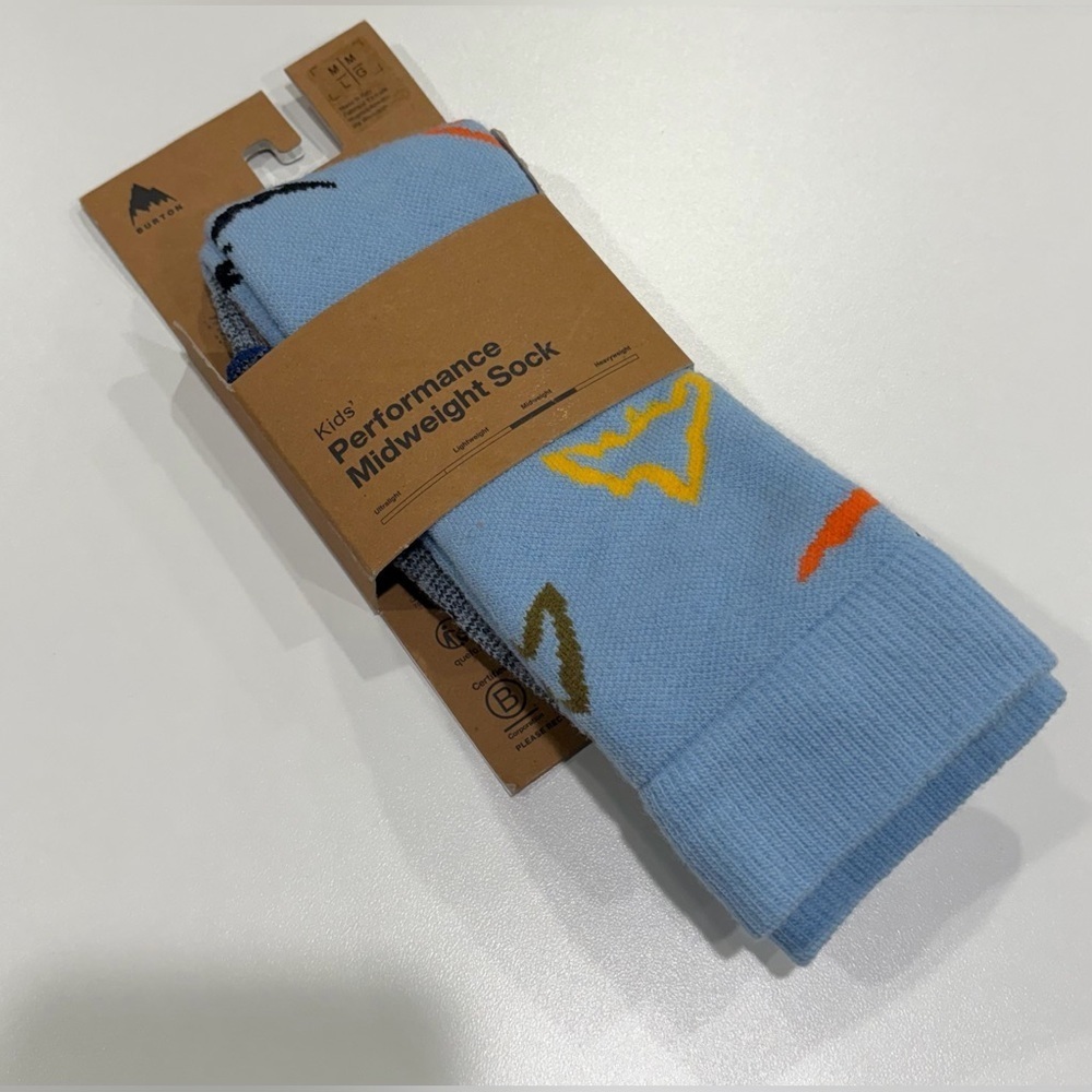 Burton Kids' Med Large Performance Midweight Socks Blue NWT M/L Ski Snowboard
